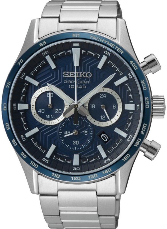 Seiko - SSB445P1 - Chronograaf - Zwart/Wit - Staal