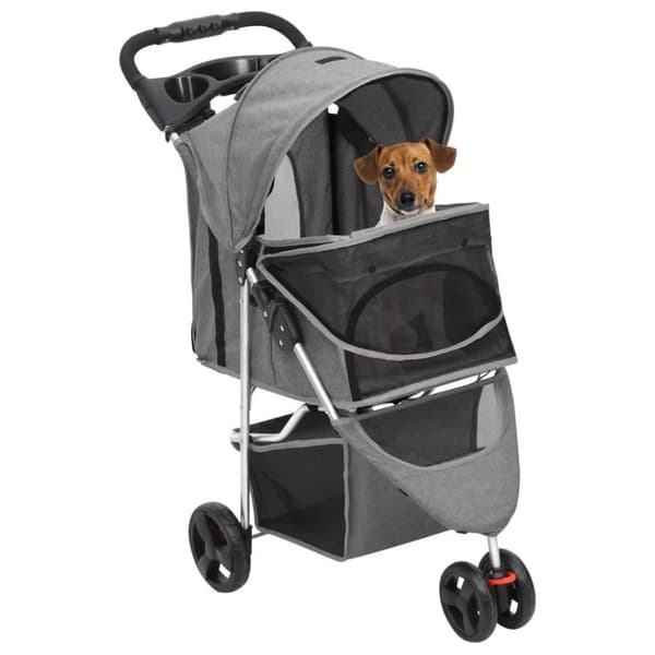 vidaXL Hundevogn sammenleggbar grå 80x46x98 cm oxford-stoff