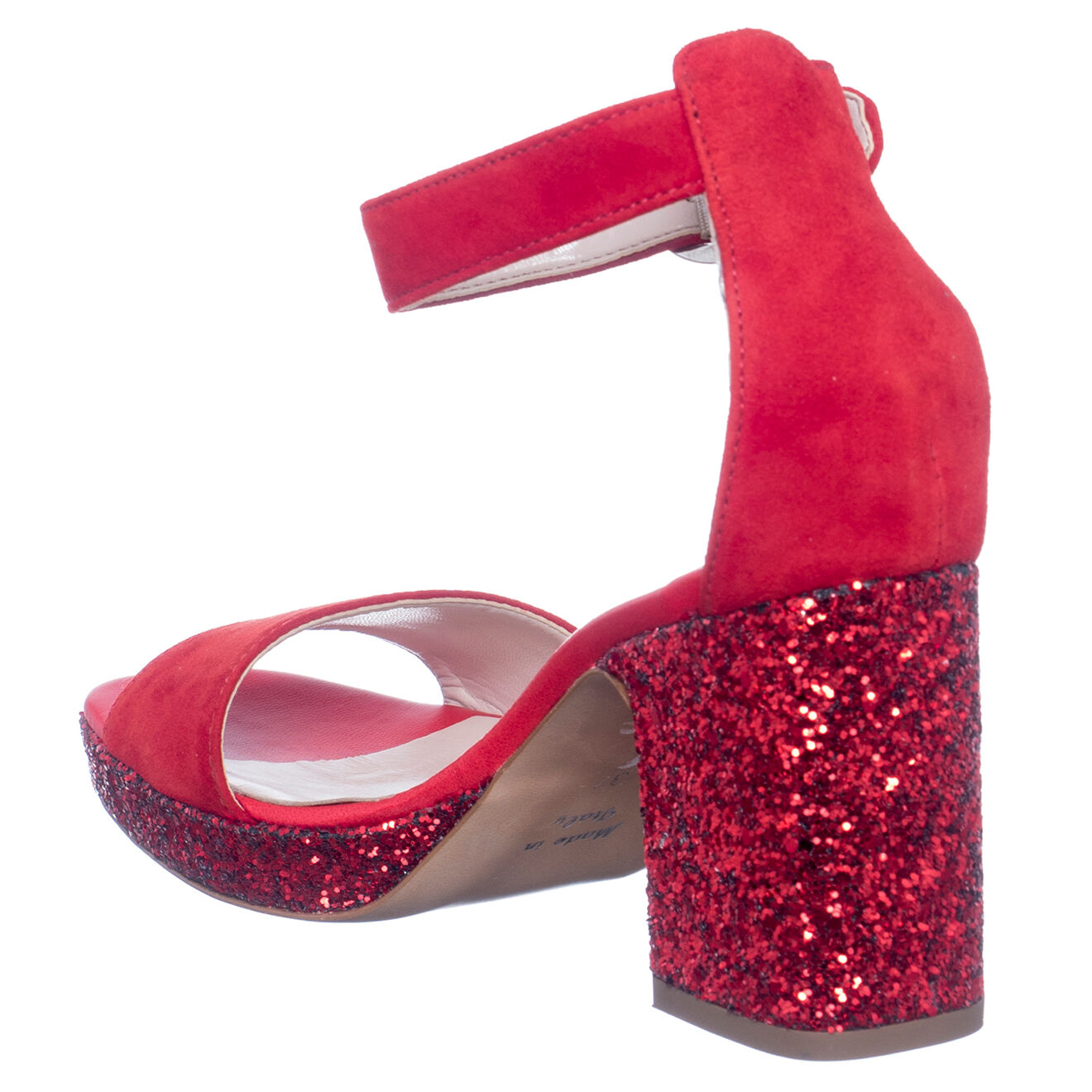 Loretta Pettinari Sandales en Velours de Cuir Camilla rouges - Talon 8.5 cm