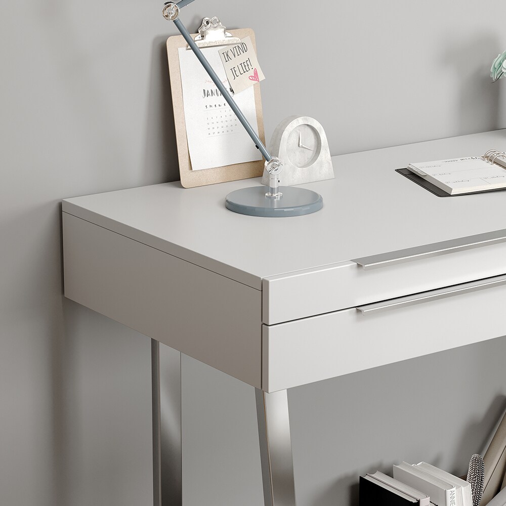 Oskar-Store Schreibtisch Alexia Weiß, 120 x 50 cm, Bürotisch mit Schubladen, modern