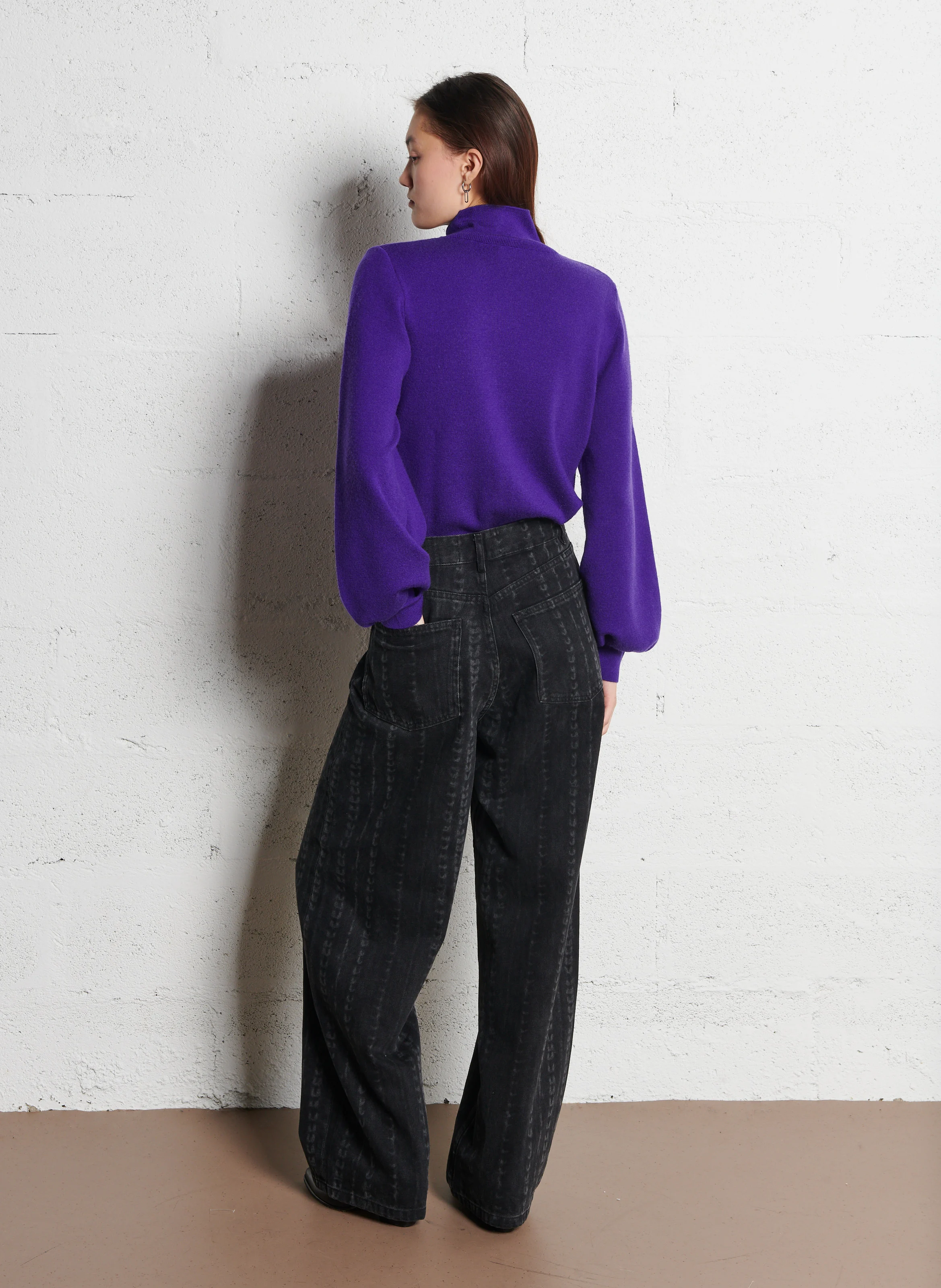 GABY - Gilet col montant en laine | Violet