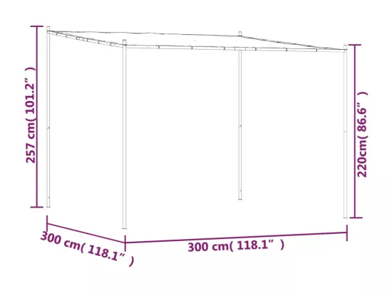 Belvédère blanc 3x3 m 180 g/m² tissu et acier