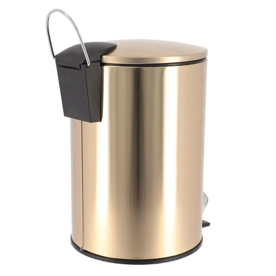 Tendance Prullenbak/vuilnisbak - 3L - goud - metaal - H24 cm
