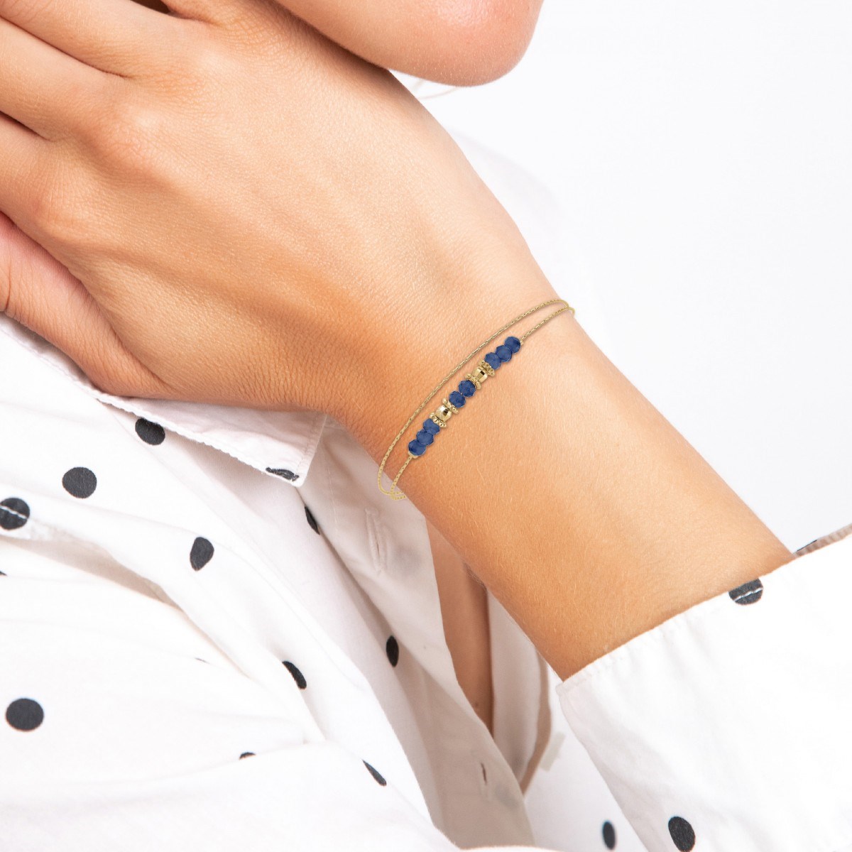 Bracelet double tour par SC Bohème orné de pierres Lapis Lazuli