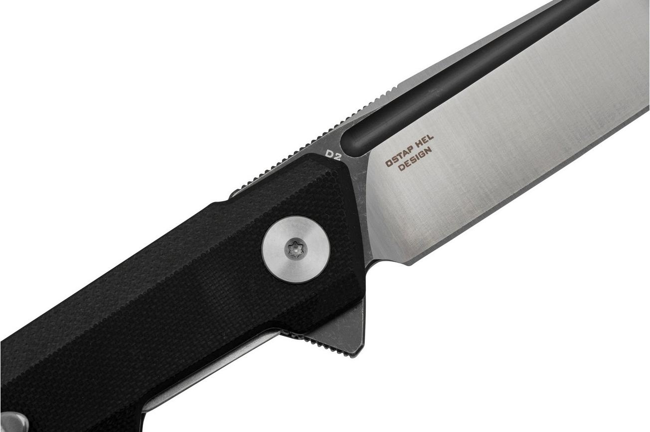 Bestechman Dundee BMK01D, Black G10, Satin D2 With Dark Coating, zakmes Ostap Hel design
