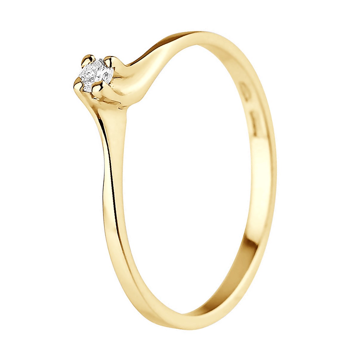 Solitaire Diamant 0,060 Cts 4 Griffes Or Jaune 18 Carats