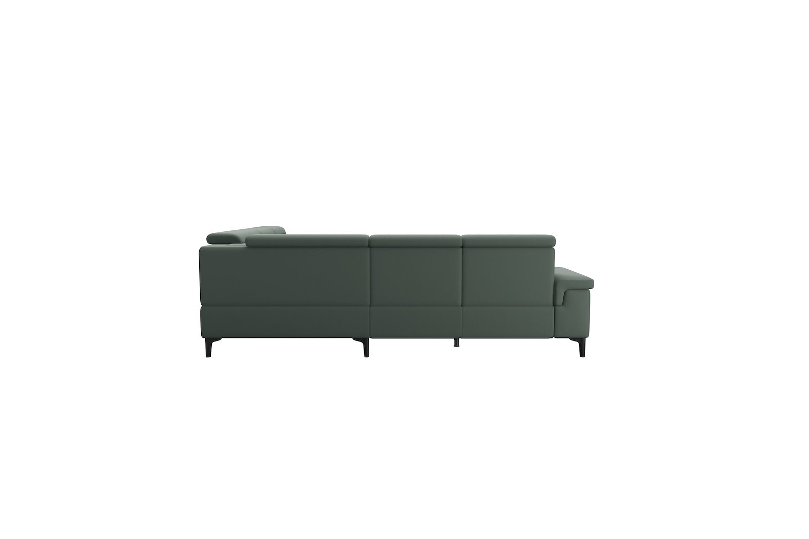 Anna C21 (PMCMM) med åpen ende høyre Hud Paloma Sage Green med A2 arm og polerte organiske sort alu ben, 14 cm. (Power-Manual-CornerManual-Manual-Manual)