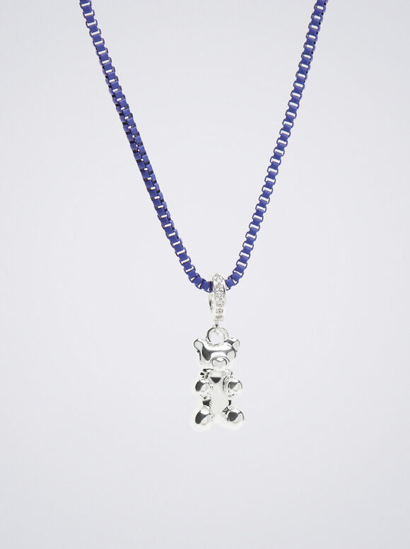 Colar com pingente e zircônia cúbica - Azul Marinho