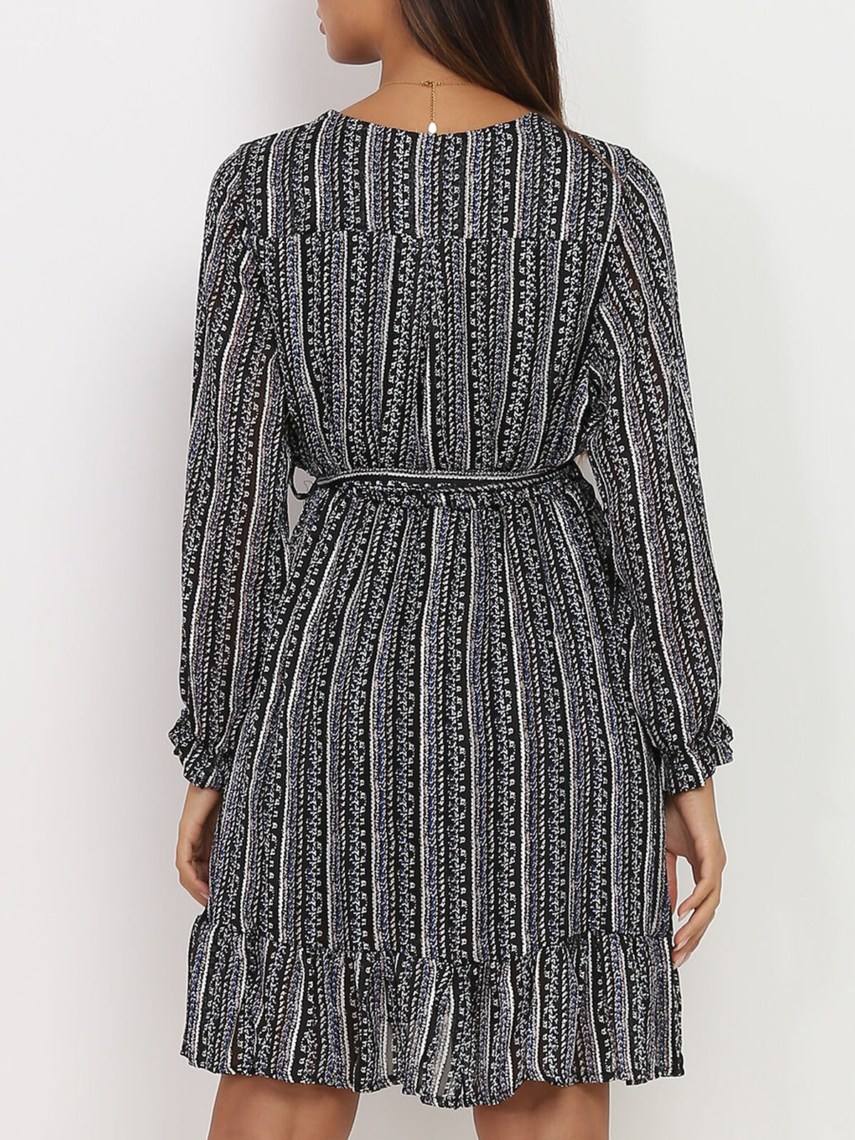 Robe patineuse à motifs et lurex- Noir