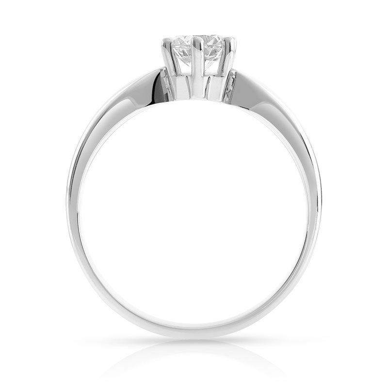 Bague solitaire or 750 blanc dia 50/100e de carat