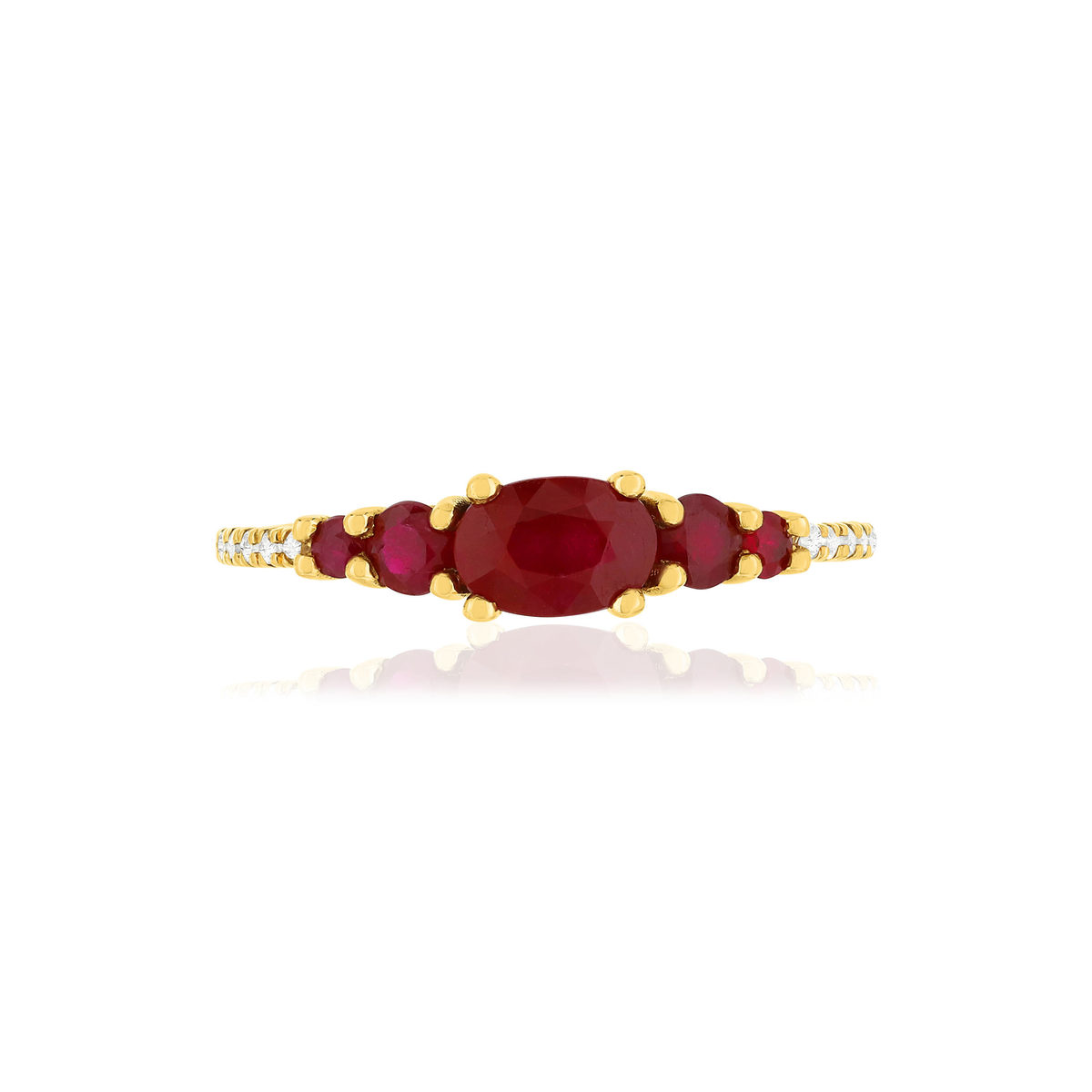 Bague or jaune 375 rubis diamants