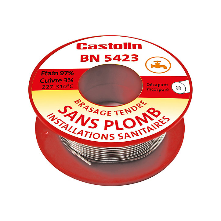 Bobine d'étain spéciale plomberie Castolin ø2 mm, 50g