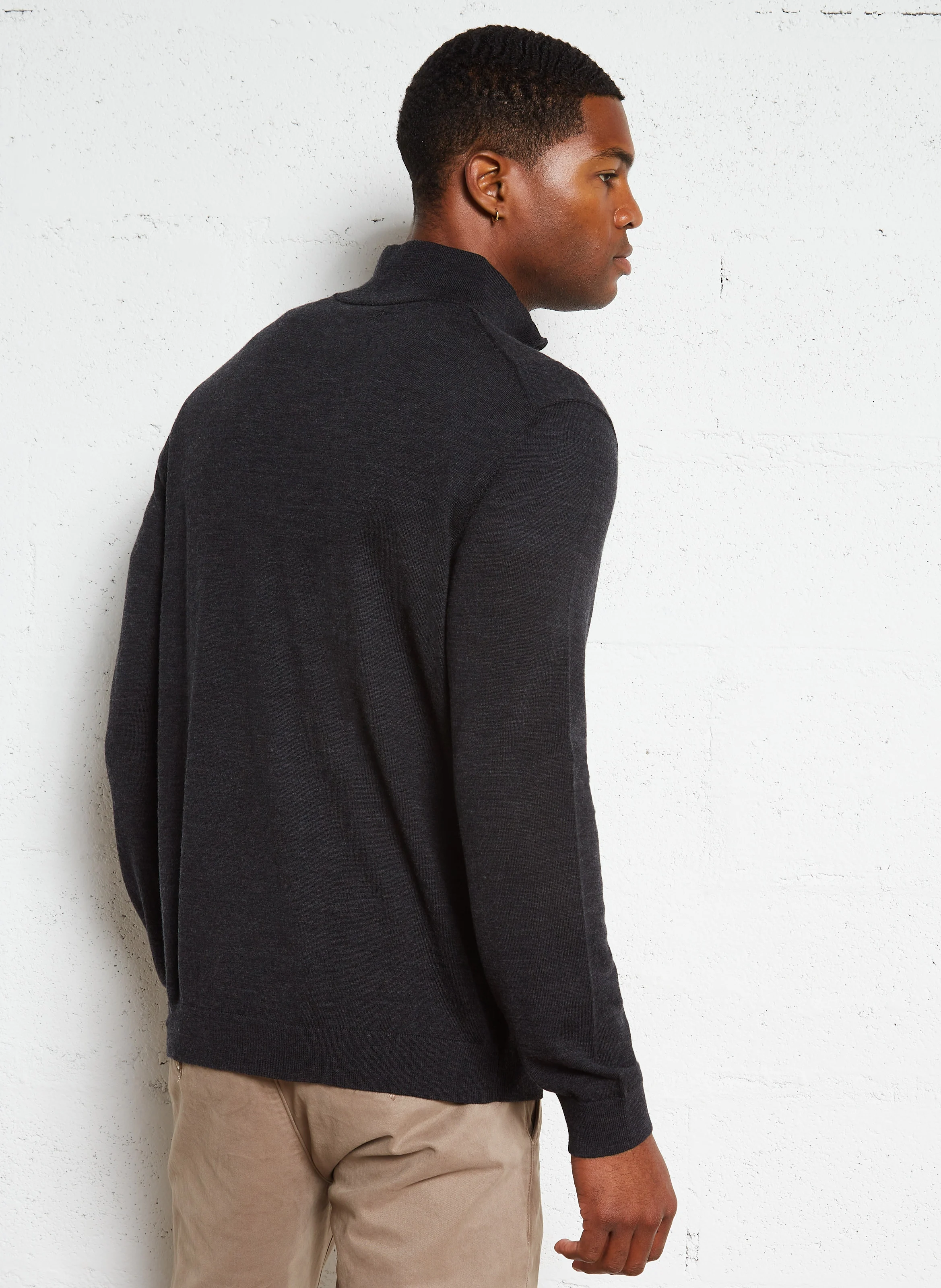 Pull col montant régular-fit en laine | Gris