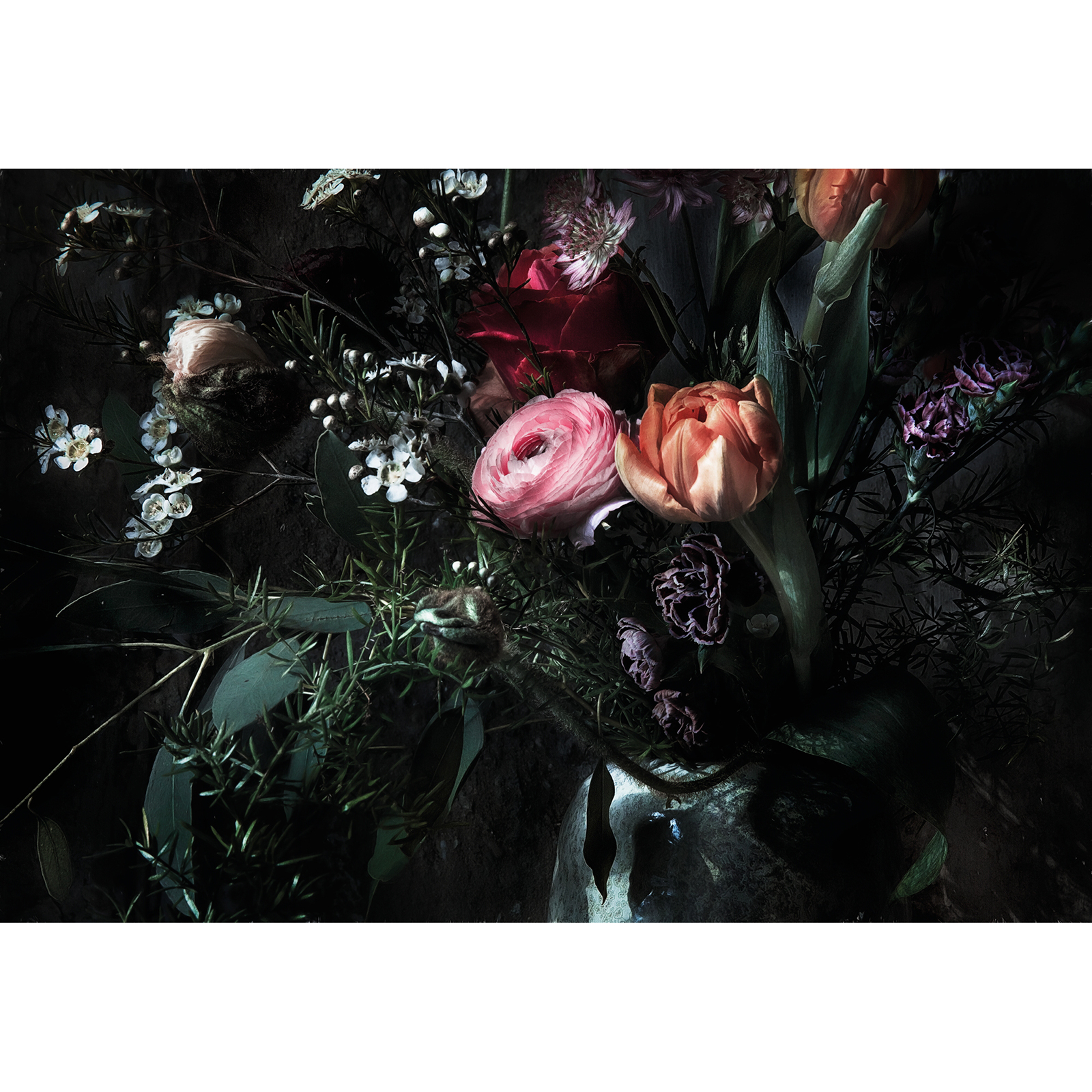 Papier-Fototapete STILL LIFE - schwarz-grün - 3,68 Meter