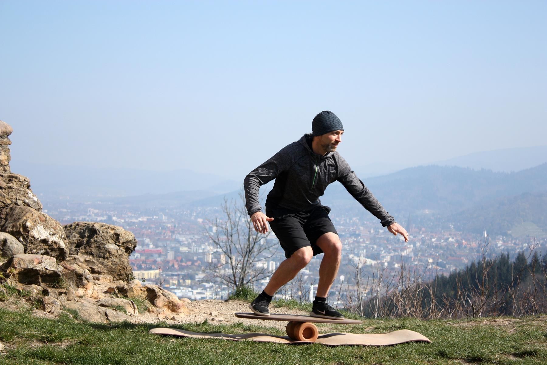 rollholz Balance Board schwarz