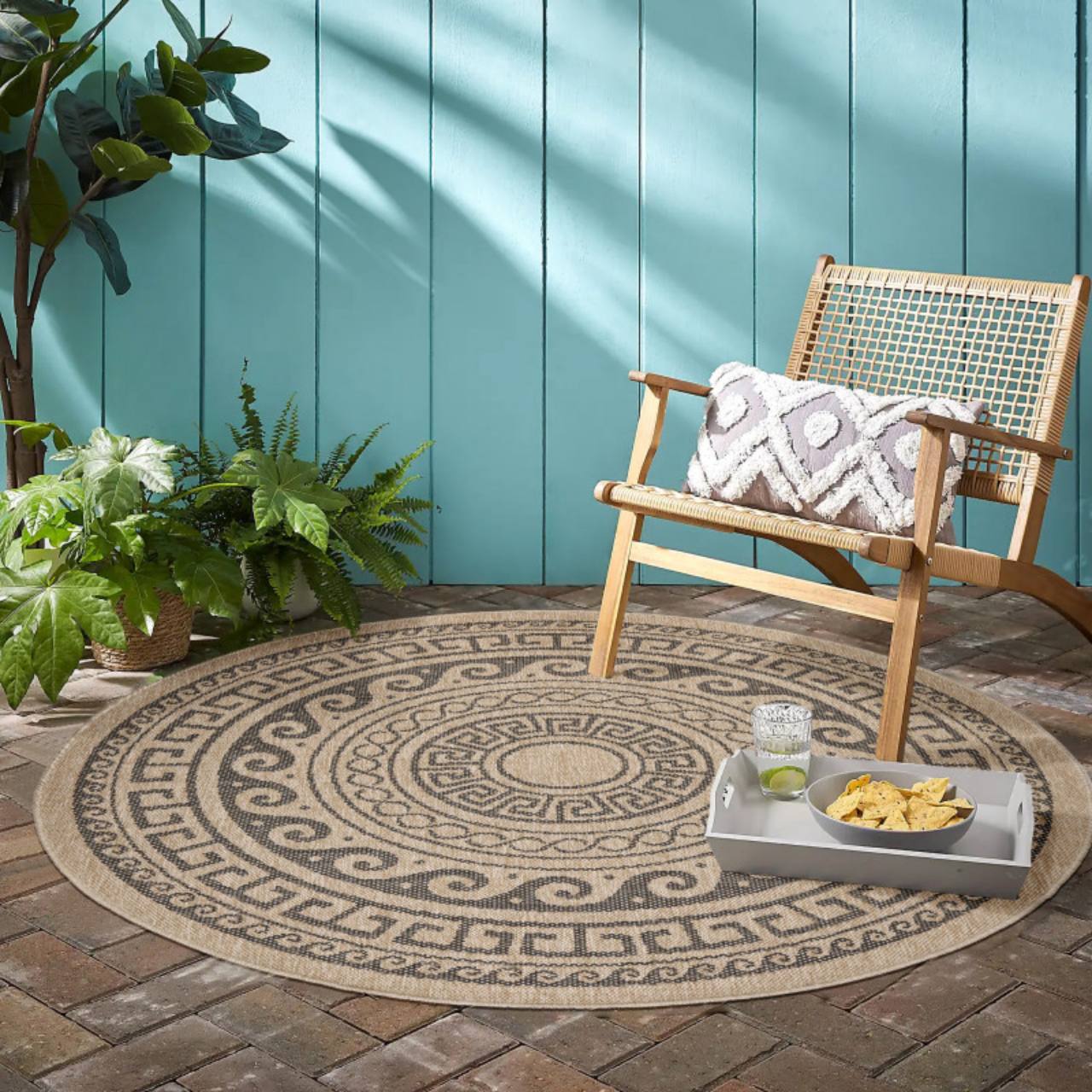 In & Outdoor Teppich Wetterfest, Balkon Wasserfest, Waschbarer Outdoorteppich