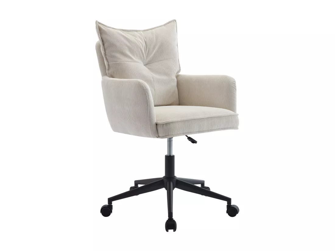 Chaise de bureau - Velours côtelé - Crème et noir - Hauteur réglable - BATARU de Pascal Morabito