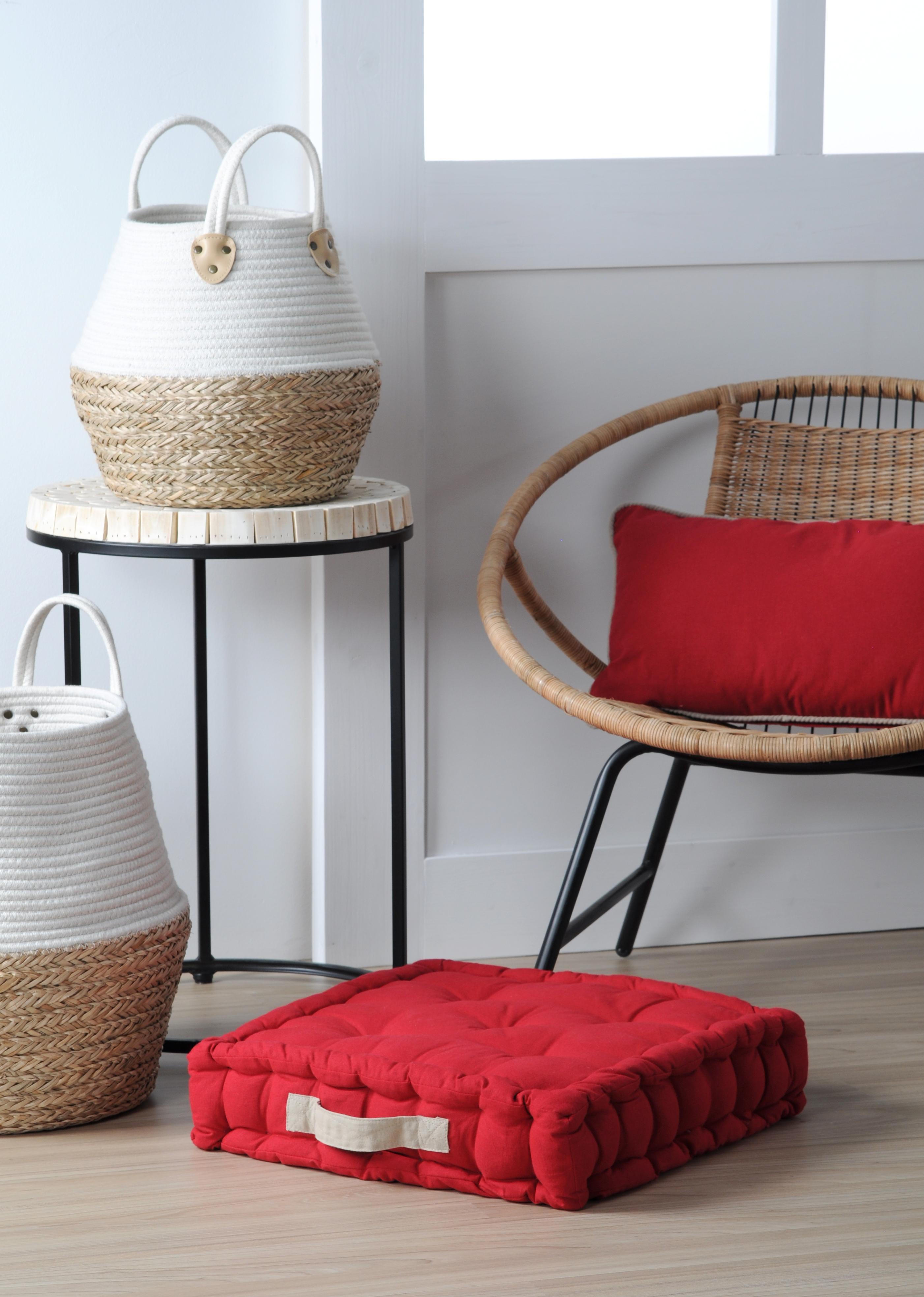 DUO COUSSIN 45X45X10 ROUGE LIN