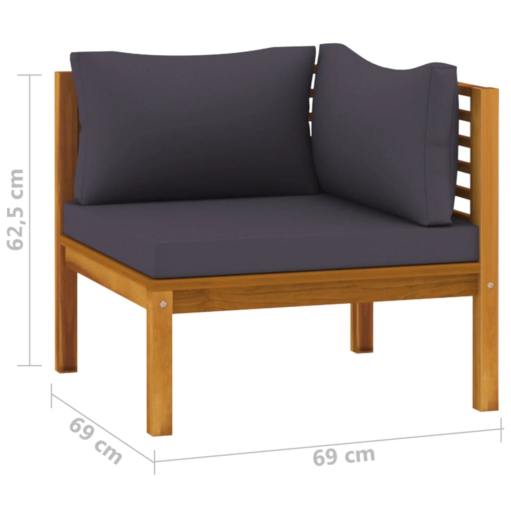 Salon de jardin meuble d'extérieur ensemble de mobilier 9 pièces avec coussin bois d'acacia solide