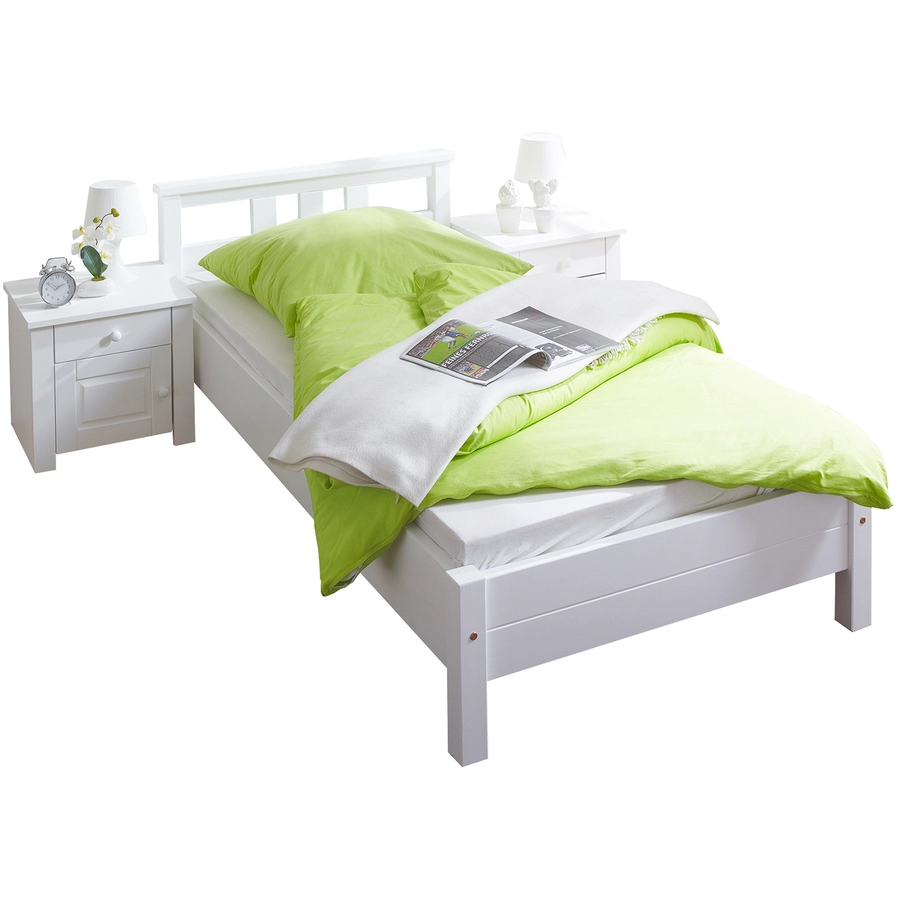 TICAA Einzelbett und Doppelbett Merci Kiefer Weiß Weiß