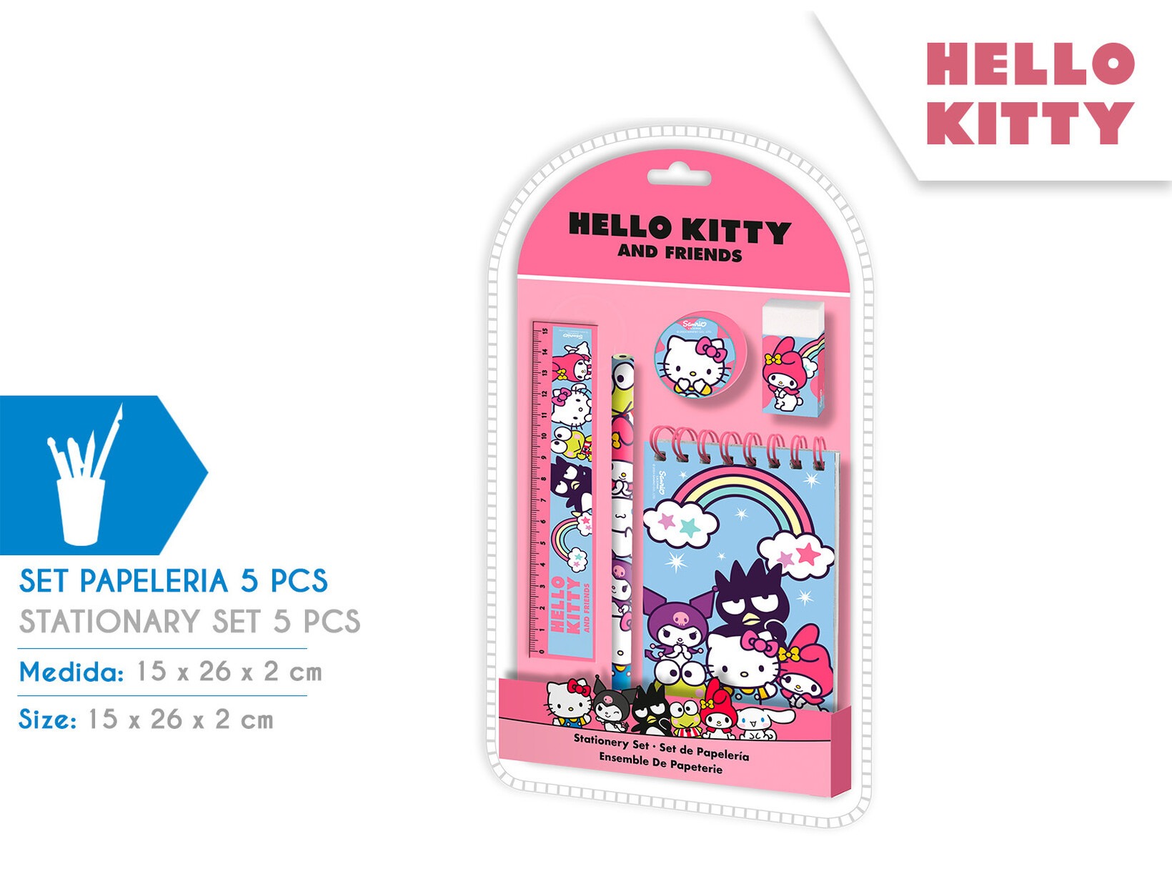 SET 5 PCS PAPELARIA HELLO KITTY