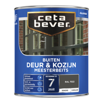 CetaBever Meesterbeits Deur & Kozijn zijdeglans dekkend RAL 7022 ombergrijs 750 ml