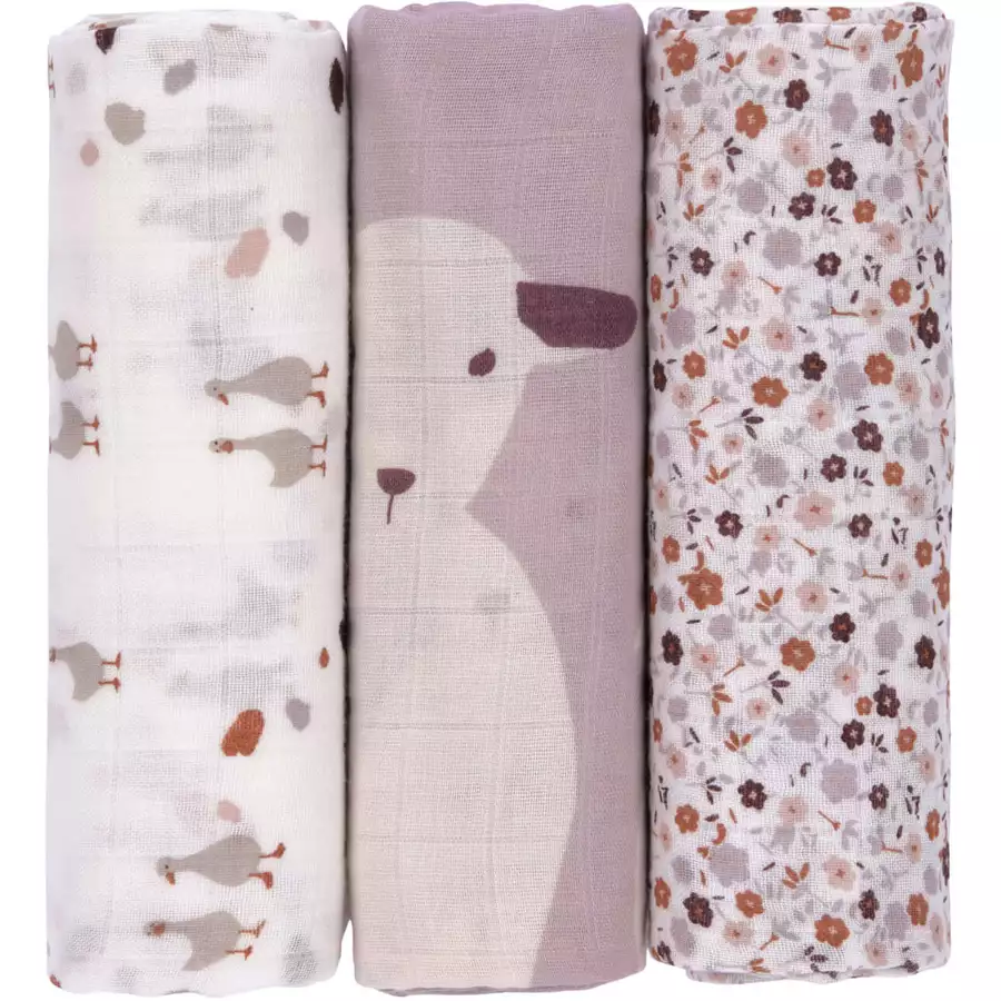 LÄSSIG Mulltücher L 3er Pack Tiny Farmer Flowers