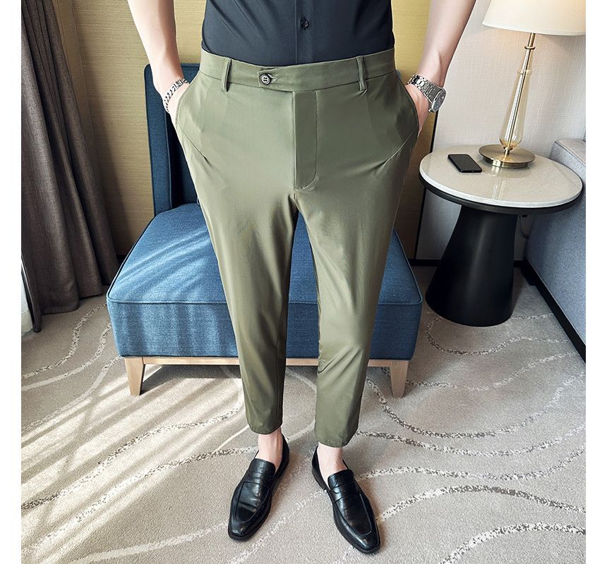 Lefitt - Effen cropped taps toelopende pantalon