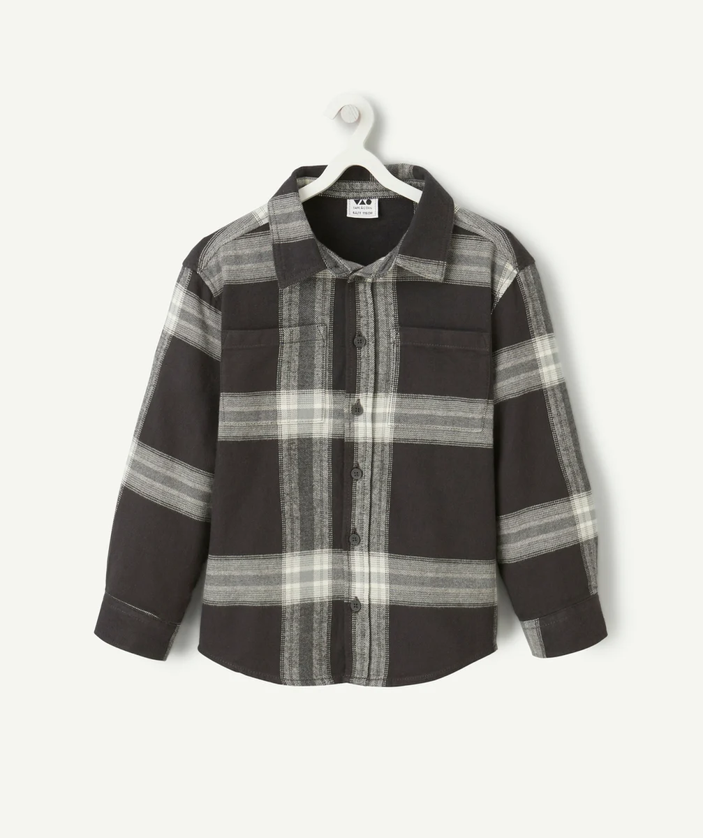 CHEMISE MANCHES LONGUES GARÇON À CARREAUX GRISE
