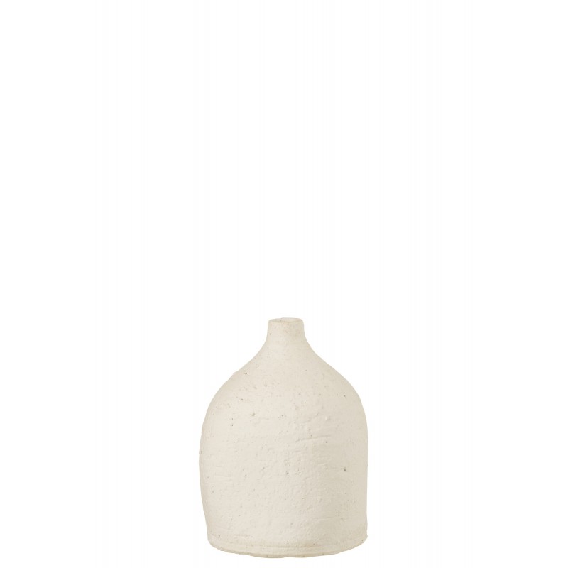Vase col bouteille en céramique blanc 15x15x20 cm