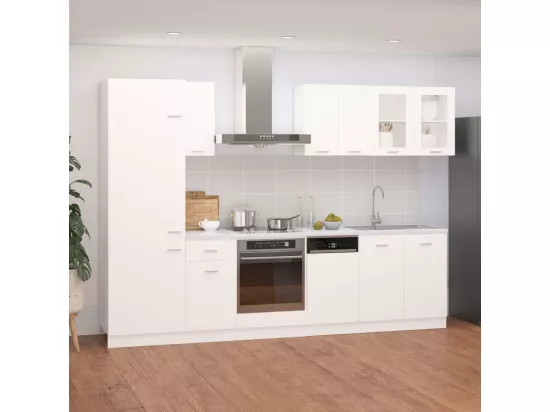 Ensemble de meubles de cuisine 8 pcs Blanc Aggloméré