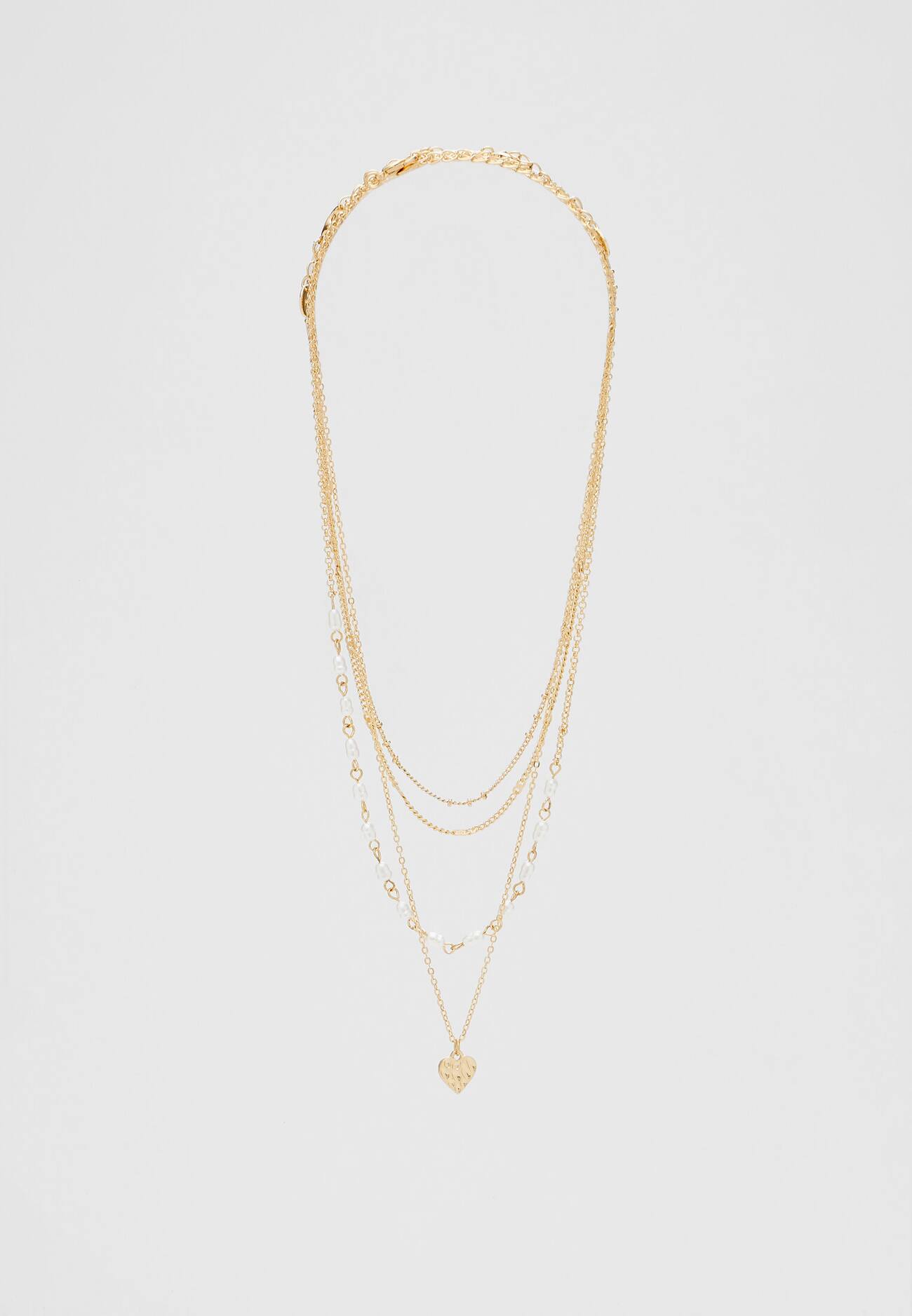 Conjunto de 4 colares com pingente de coração