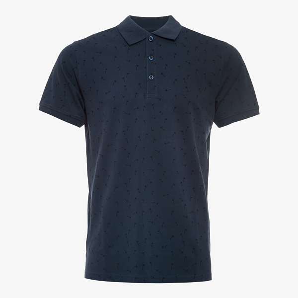 Unsigned heren polo blauw met all over print