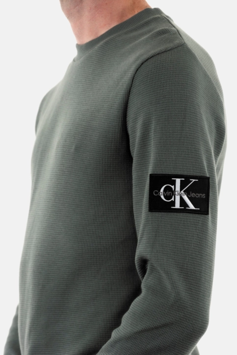 Tee shirt manches longues calvin klein jeans waffle psl endless grey