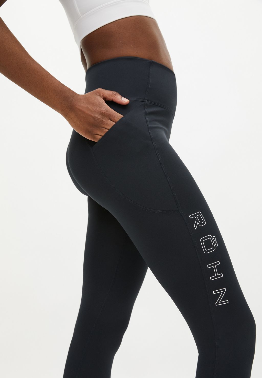 Röhnisch Sleek Logo Hardloopbroek Lang Zwart Dames