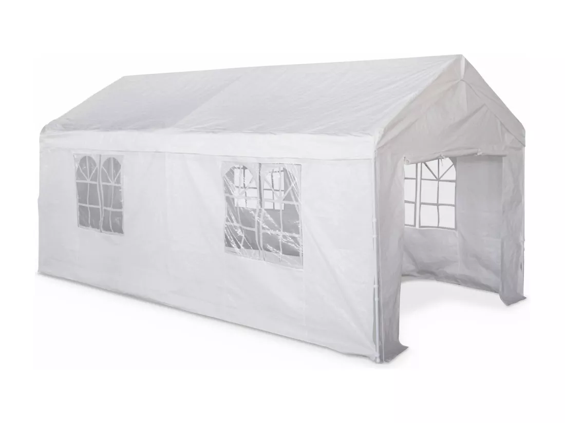 Tente de réception - Burdigala 3x6m - Blanc. connecteurs métal. tente de jardin idéale pour réception. pavillon. chapiteau ou tonnelle. totalement refermable.