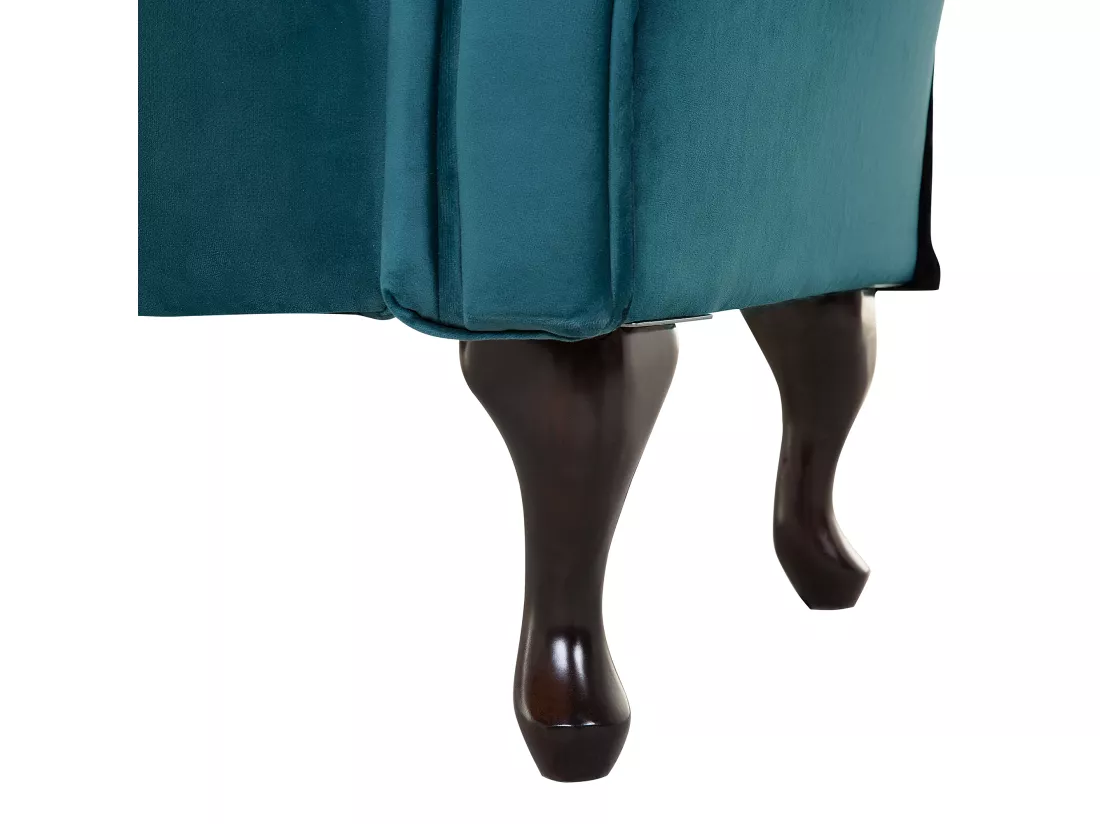 Chaise longue en velours bleu paon côté droite LATTES