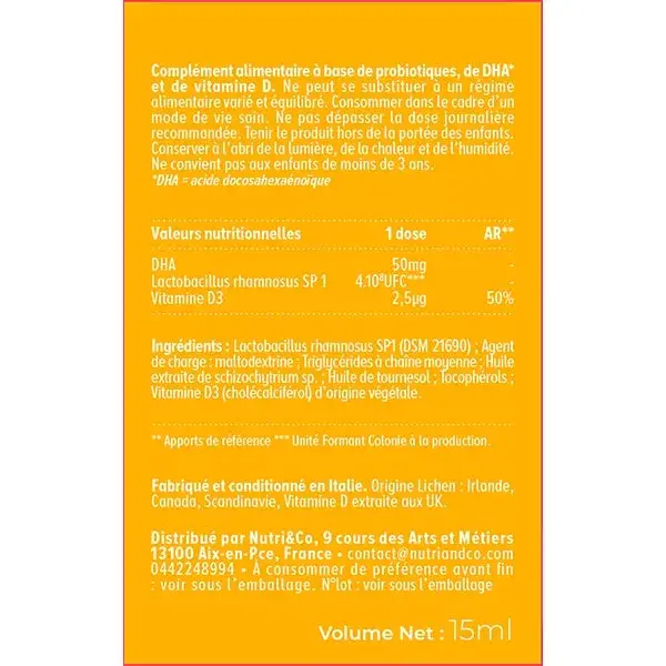 Nutri&Co Formule Enfant Probiotique et Multivitamines Format Pipette 15ml