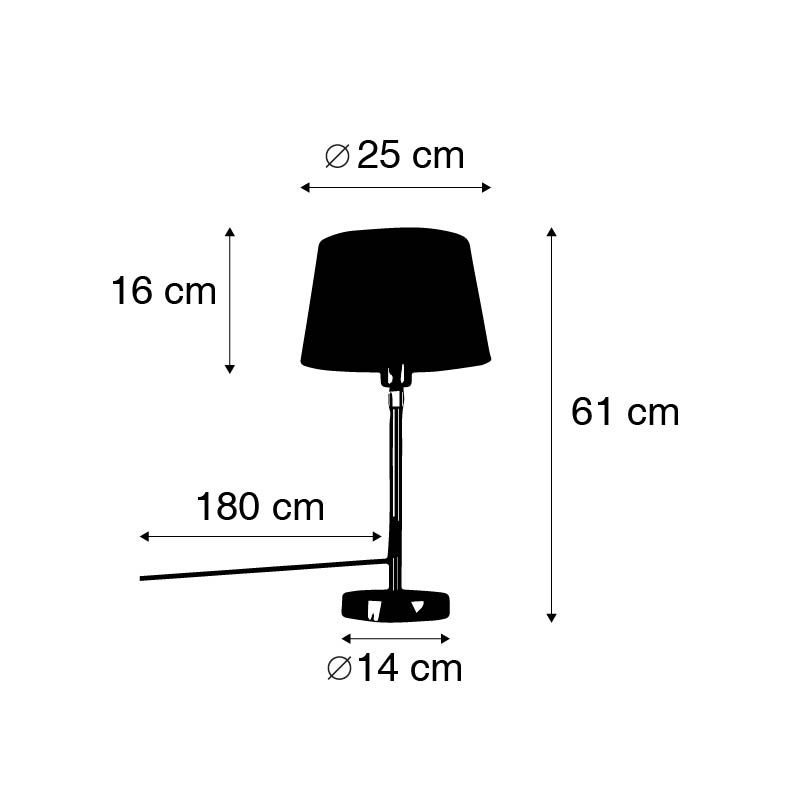 Tafellamp goud/messing met kap zwart 25 cm verstelbaar - Parte