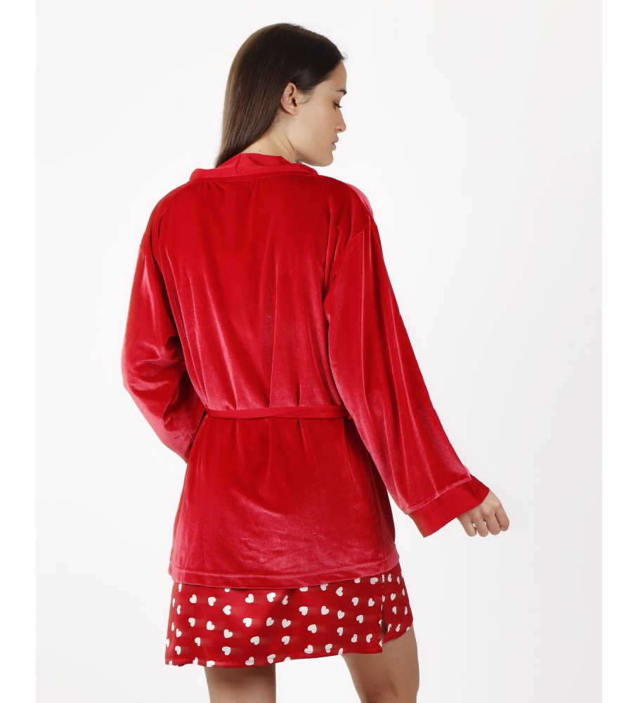 Roupão de banho de manga comprida Admas Night, vermelho