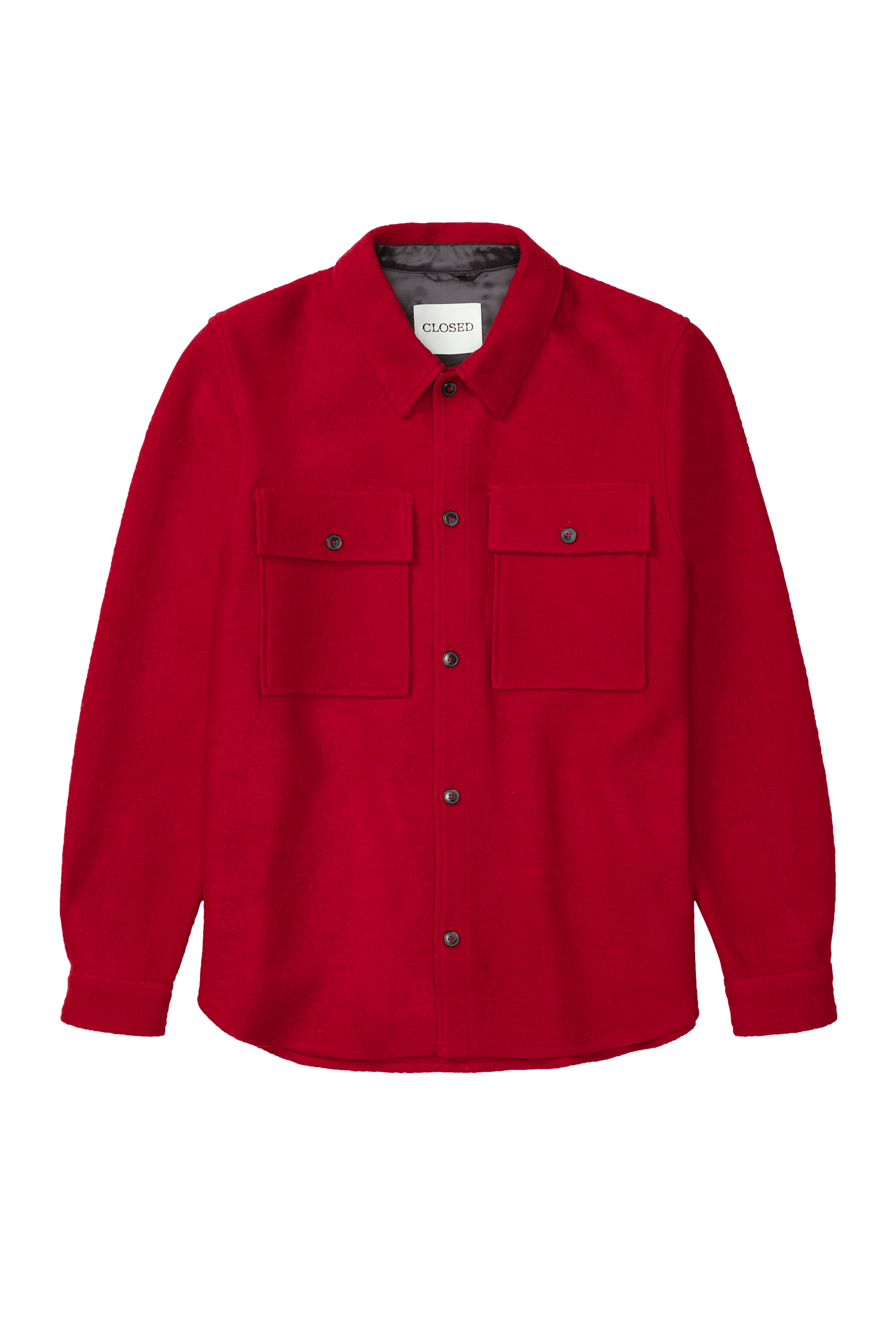 Chemise regular en laine| Rouge