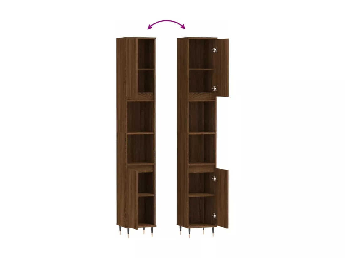 Armoire de bain chêne marron 30x30x190 cm bois d'ingénierie