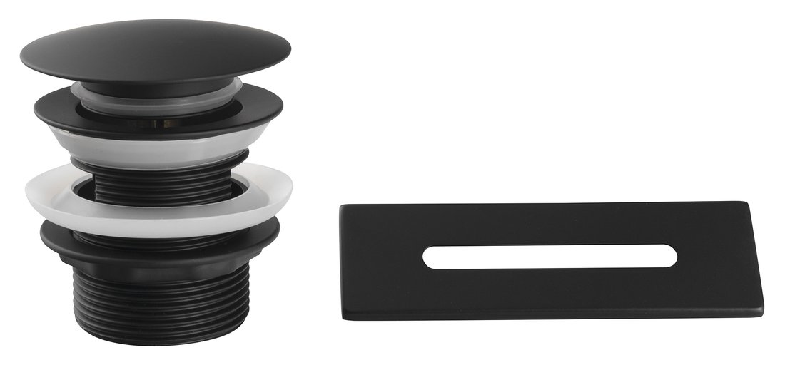 Aqualine bad set met overloop en afvoer zwart mat