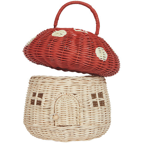 Olli ella opbergmand en poppenhuis paddenstoel - rood - 28 cm