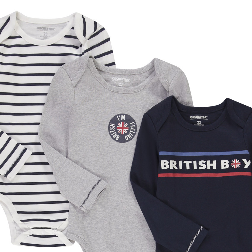 Lot de 5 bodies manches longues motifs British pour bébé garçon