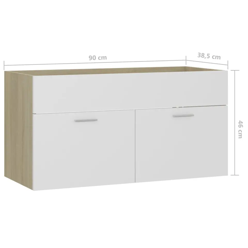 vidaXL - Wastafelkast - Wit - Bewerkt hout - 90 x 38.5 x 46 cm