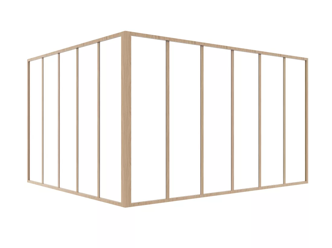 Verrière d'angle d'atelier en aluminium thermolaqué - L180 x L150 x H105 - Naturel clair - BAYVIEW