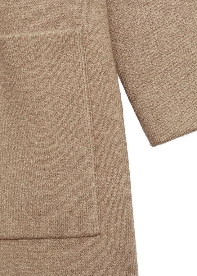MANGO Oversized knitted coat with pockets Medium brown