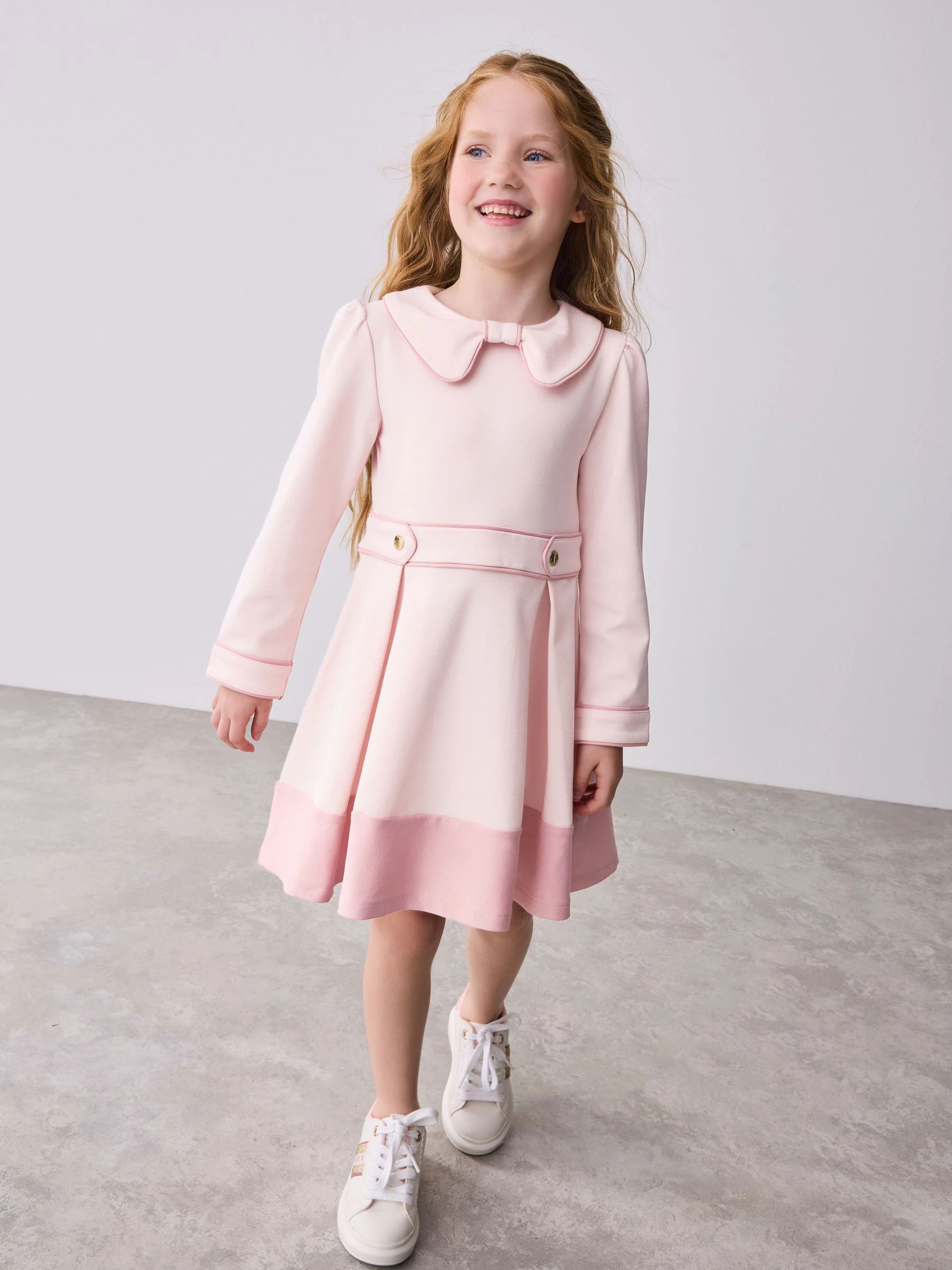 Roze - Baker by Ted Baker Bow Collar Pleated Ponte Dress