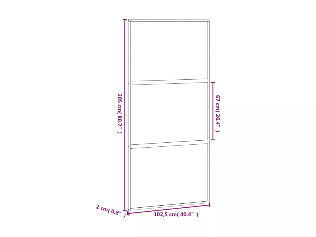 Porte coulissante blanc 102,5x205 cm verre trempé aluminium
